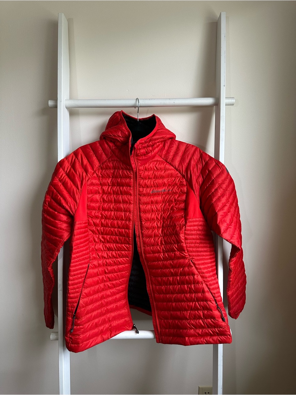 Eddie Bauer Red Quilted Hooded Puffer Jacket